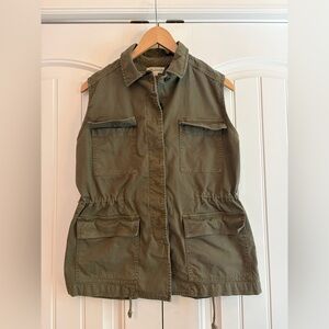 Madewell Women's Size Medium Olive Green Utility‎ Vest Cotton Blend